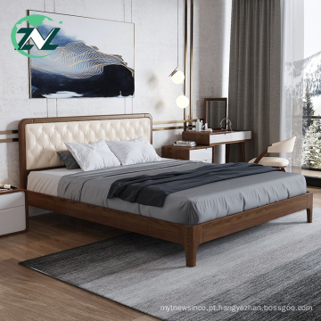 Mobília do quarto de dormir com estrutura simples cama de madeira macia